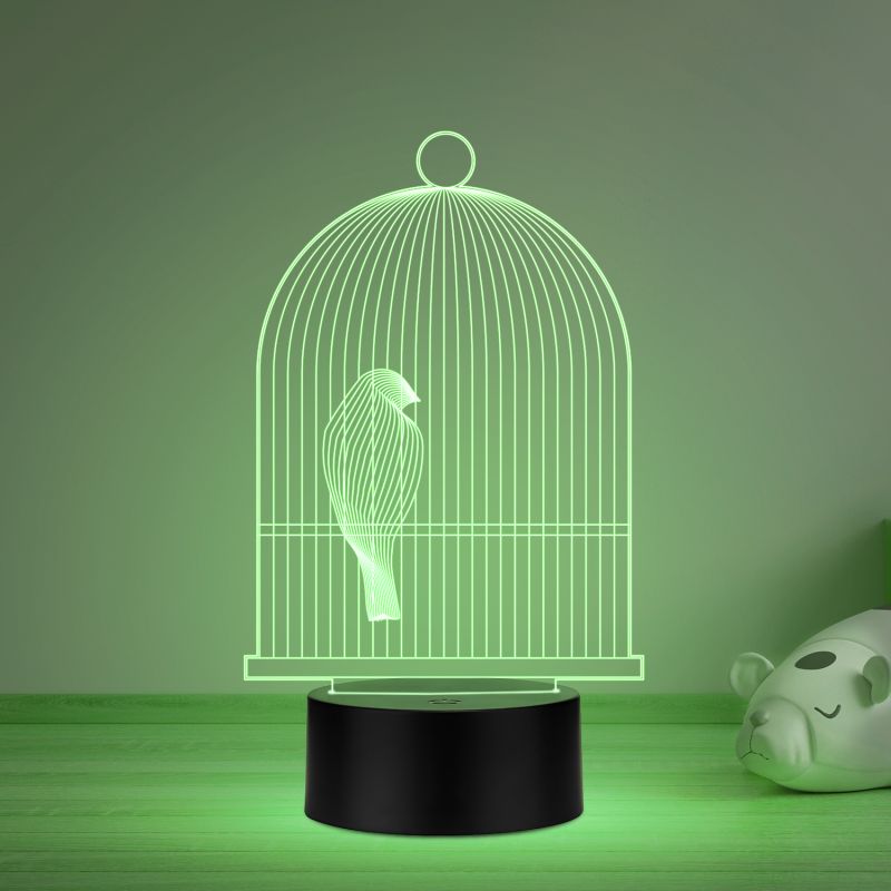 3D Illusion Bird cage Acrylic Night lamp for Home Decoration Light 16 Color